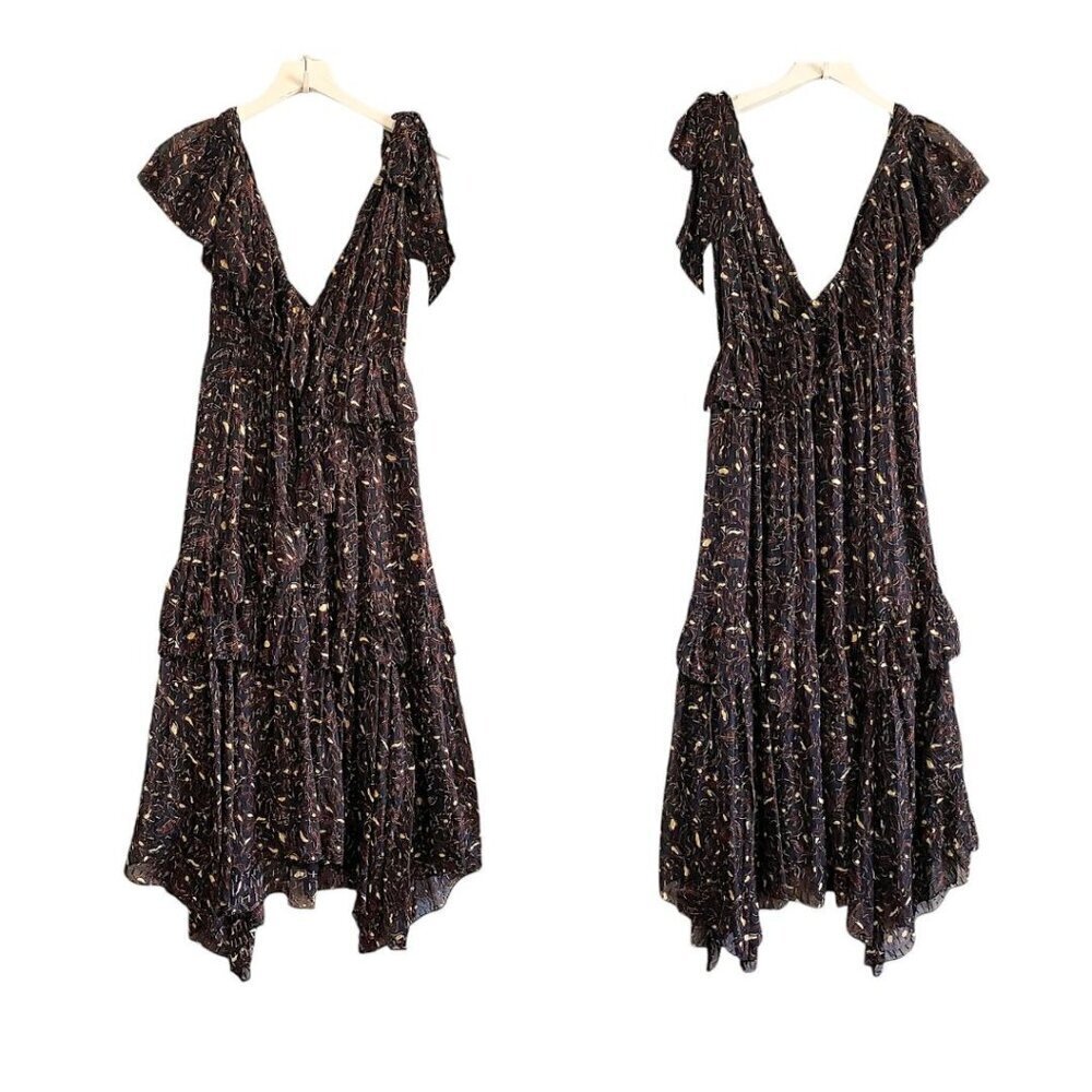 Ulla Johnson Dania Midi Dress, Color Jet, Size 0, Silk blend